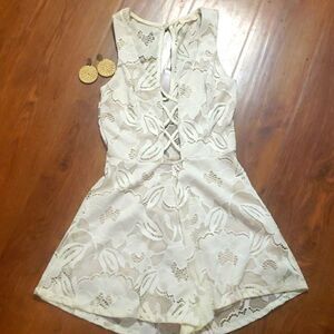 Lace Ivory Cut Out Romper